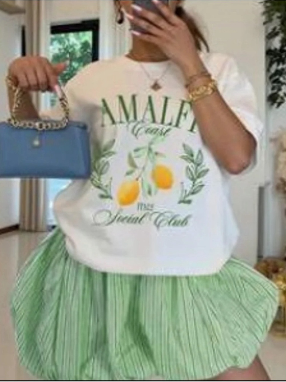 Amalfi Lemon Graphic Tee in White & Green